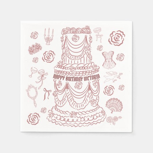 Hand getrokken Rococo Soft Renaissance Coquette Pa Servet (Voorkant)