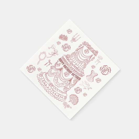 Hand getrokken Rococo Soft Renaissance Coquette Pa Servet (Hoek)