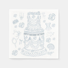 Hand getrokken Rococo Soft Renaissance Coquette Pa Servet