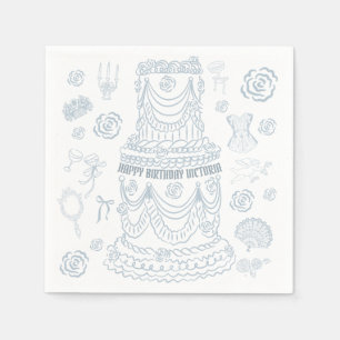Hand getrokken Rococo Soft Renaissance Coquette Pa Servet