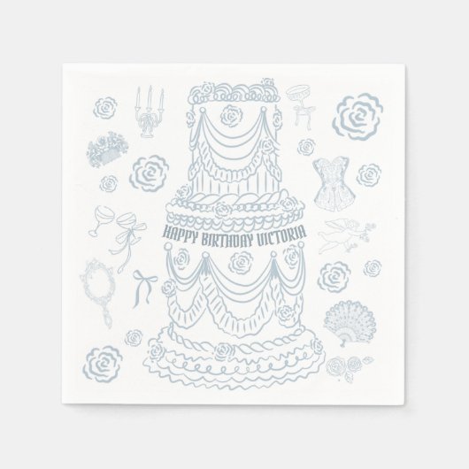 Hand getrokken Rococo Soft Renaissance Coquette Pa Servet (Voorkant)