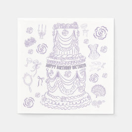 Hand getrokken Rococo Soft Renaissance Coquette Pa Servet