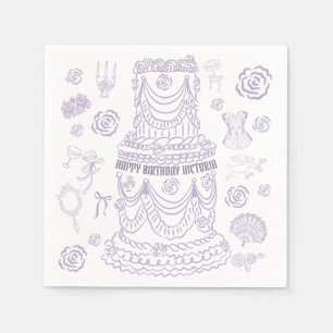 Hand getrokken Rococo Soft Renaissance Coquette Pa Servet