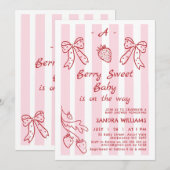 Hand getrokken rode aardbei Baby shower Kaart (Voorkant / Achterkant)