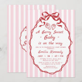 Hand getrokken rode bessen aardbei Baby shower Kaart (Voorkant / Achterkant)