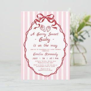 Hand getrokken rode bessen aardbei Baby shower Kaart