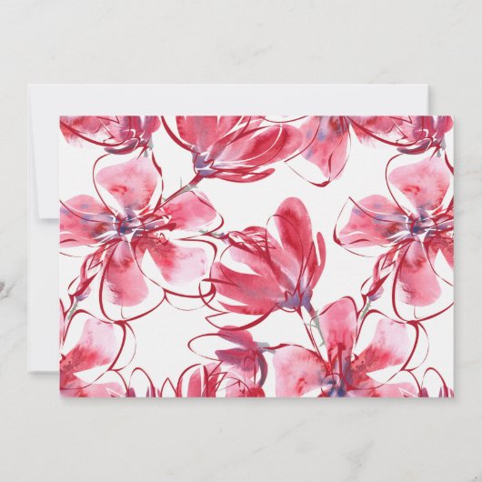 Hand getrokken rode bloemen gepersonaliseerd notitiekaartje (Achterkant)