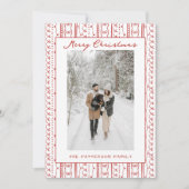 Hand getrokken Rode Bogen Doodle Patroon Foto Kers Feestdagenkaart (Voorkant)