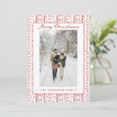 Hand getrokken Rode Bogen Doodle Patroon Foto Kers Feestdagenkaart (Staand voorkant)