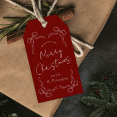 Hand getrokken rode boog grillig uniek kerstcadeau cadeaulabel