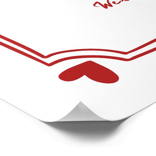 Hand getrokken rode boog grillige bruiloft welkom  poster (Hoek)