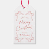 Hand getrokken rode boog grillige unieke kerst cadeaulabel (Voorkant)