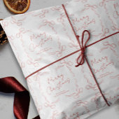 Hand getrokken rode boog grillige unieke kerst cadeaupapier