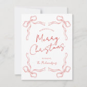 Hand getrokken rode boog grillige unieke kerst feestdagenkaart (Voorkant)