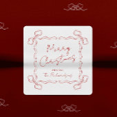 Hand getrokken rode boog grillige unieke kerst vierkante sticker