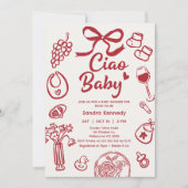 Hand getrokken rode boog items Ciao Baby Baby show Kaart (Voorkant)