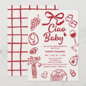 Hand getrokken rode boog items Ciao Baby Baby show Kaart (Voorkant / Achterkant)