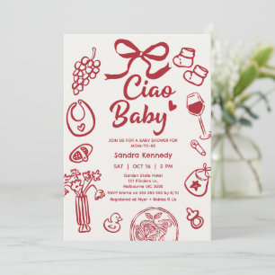 Hand getrokken rode boog items Ciao Baby Baby show Kaart