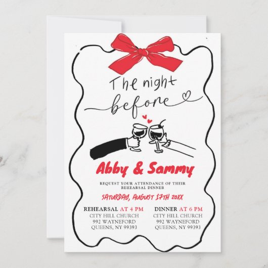 Hand getrokken rode boog koppels toast verlovingsf kaart (Voorkant)