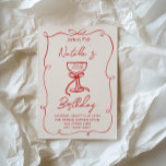 Hand getrokken rode boog Martini 30e 50e 40e verja Kaart<br><div class="desc">Als u op zoek bent naar een elegante en gemakkelijk bewerkte unieke uitnodiging voor de 30e verjaardag, is deze perfect voor u. Zoals je ziet, is het voorzien van rode hand geschreven script met grillige naam en verjaardag formulering op retro crème achtergrond. Met kleurrijke rode hand getekend een boog martini...</div>