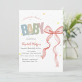 Hand getrokken rode boog sterren harten Baby showe Kaart (Staand voorkant)