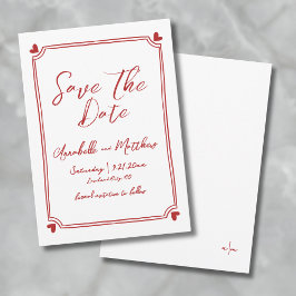 Hand getrokken rode bruiloft Bewaar de datum Save The Date