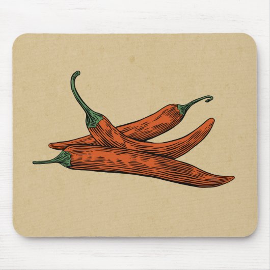 Hand getrokken rode chili  stijl Craft papier Muismat (Voorkant)