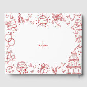 Hand getrokken rode grillige bruiloft gastenboek (Achterkant)