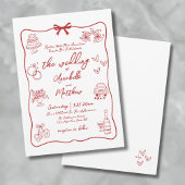 Hand getrokken rode grillige bruiloft kaart