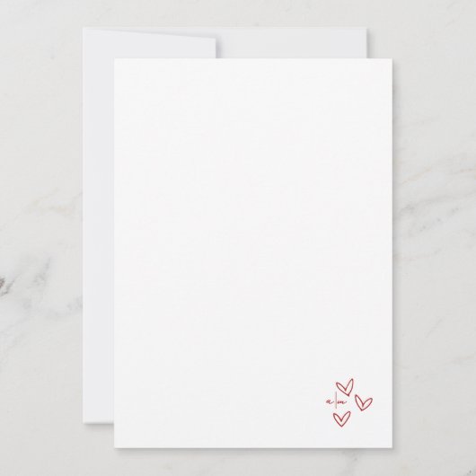 Hand getrokken rode grillige bruiloft kaart (Achterkant)