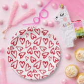 Hand getrokken rode harten papieren bordje (Feest)