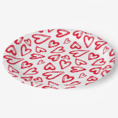 Hand getrokken rode harten papieren bordje (Gekanteld)