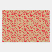 Hand getrokken rode harten Valentijnsdag Inpakpapier Vel (Voorkant)