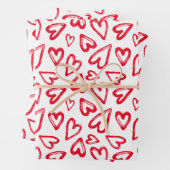 Hand getrokken rode harten Valentijnsdag Inpakpapier Vel (In situ)