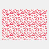 Hand getrokken rode harten Valentijnsdag Inpakpapier Vel (Voorkant)