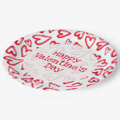 Hand getrokken rode harten Valentijnsdag Papieren Bordje (Gekanteld)