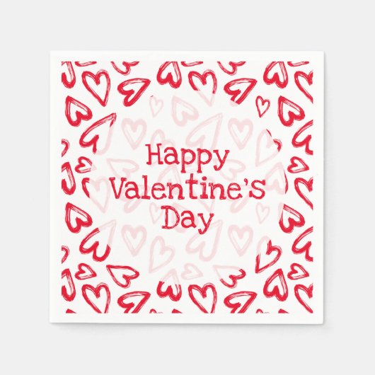 Hand getrokken rode harten Valentijnsdag Servet (Voorkant)