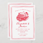 Hand getrokken rode Italiaanse wijngaard bruiloft Kaart (Voorkant / Achterkant)