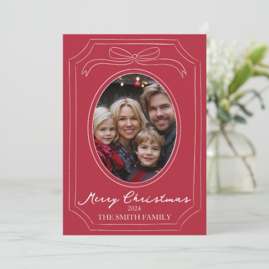 Hand getrokken rode kerst Kaart (Staand voorkant)