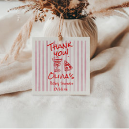 Hand getrokken rode pizza speciale levering douche bedankjes labels