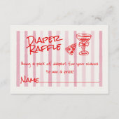 Hand getrokken rode roze pizza Baby luier Raffle Informatiekaartje (Voorkant)