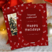 Hand getrokken rode vrolijke kerstfoto feestdagenkaart