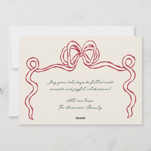 Hand getrokken rood en groene boog Lijst Feestdagenkaart (Achterkant)