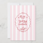 Hand getrokken rood gestreepte aardbeien Baby show Kaart (Achterkant)