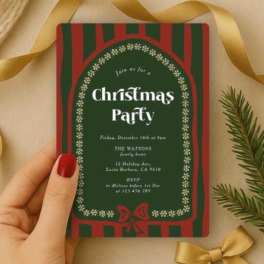  Hand Getrokken Rood & Groen Kerstfeest Kaart