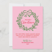 Hand getrokken rood roze groene boog krans kerst feestdagenkaart (Voorkant)