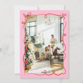 Hand getrokken rood roze groene krans foto kerst feestdagenkaart (Achterkant)