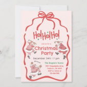 Hand getrokken rood roze kerstfeest kaart (Voorkant)