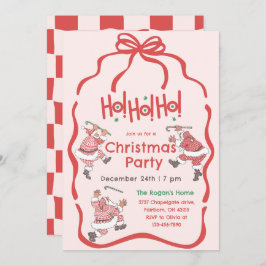 Hand getrokken rood roze kerstfeest kaart