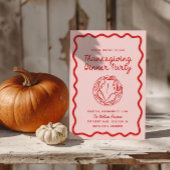 Hand getrokken rood roze Whimsy Doodle Thanksgivin Feestdagenkaart